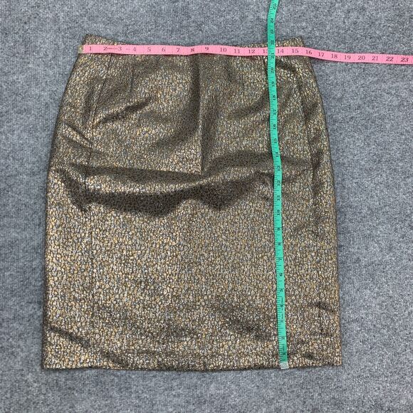New York & Company Metallic Pencil Skirt Womens 6 Gold Silver Flecks Back Zip - Picture 4 of 12